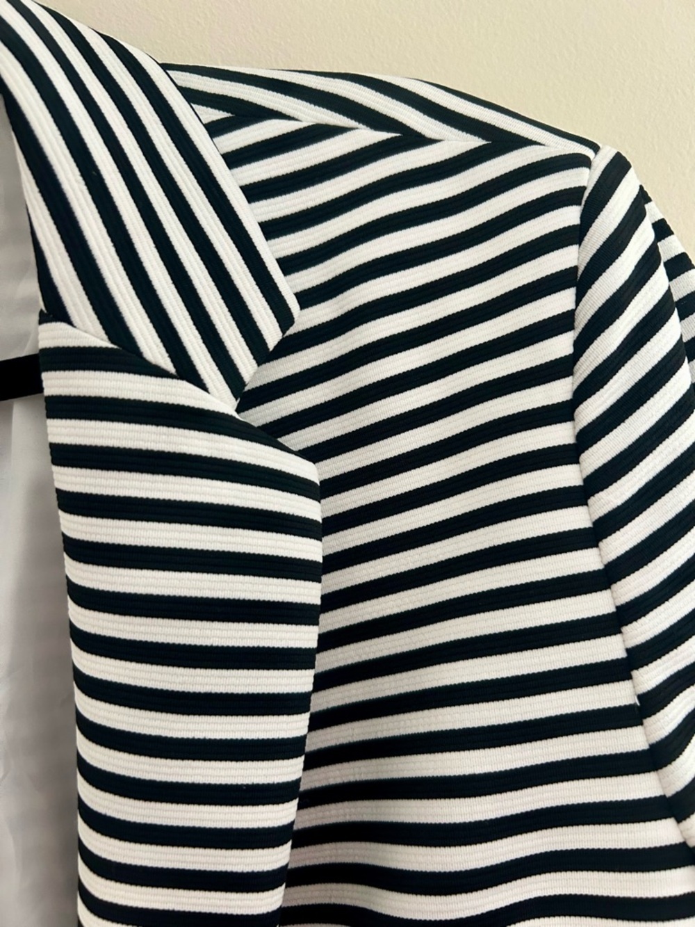 Anne Klein Black and White Striped SIngle Button Blazer - Picture 4 of 5